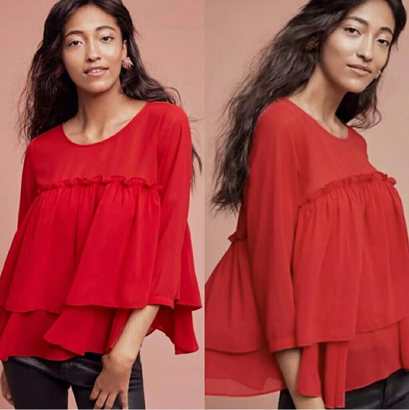 Anthropologie Tops - Sunday in Brooklyn Tiered Ruffle Long Sleeve Top